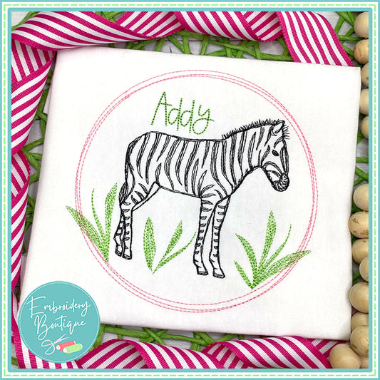 Zebra Circle Watercolor Embroidery Design, Embroidery, Embroidery Boutique