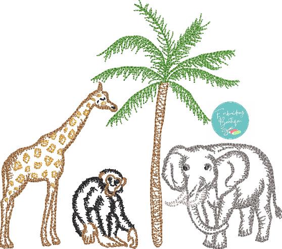 Zoo Watercolor Embroidery Design, Embroidery, Embroidery Boutique