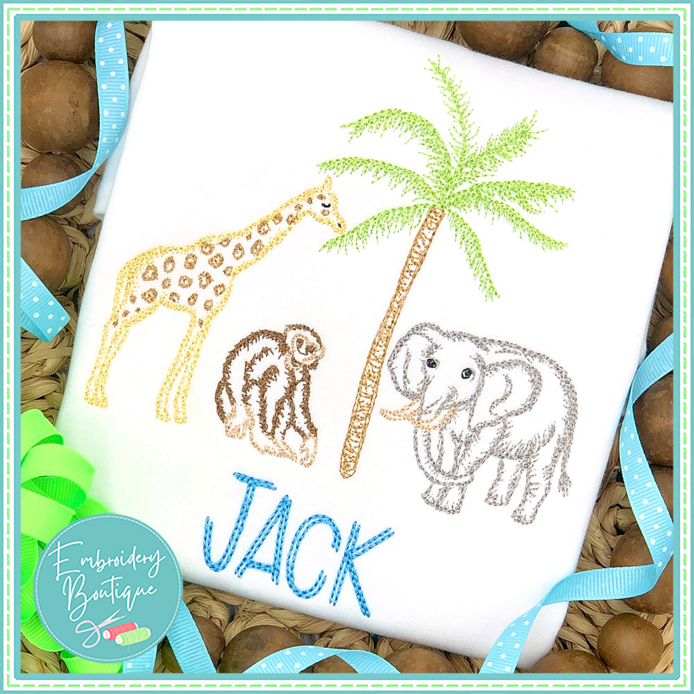 Zoo Watercolor Embroidery Design, Embroidery, Embroidery Boutique