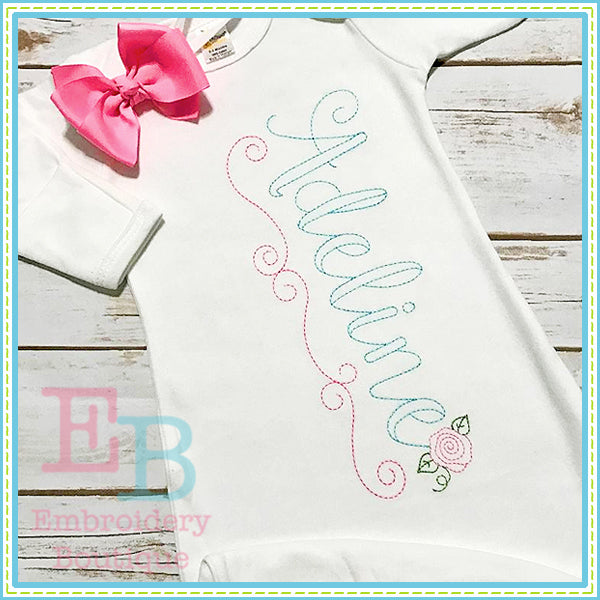 Ballerina Vintage Embroidery Font, Embroidery Font