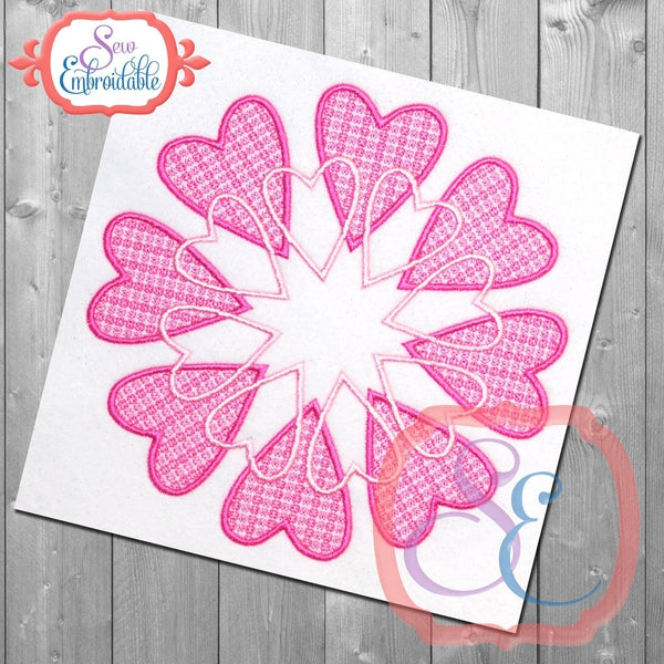 Motif Heart Circle Embroidery Design, Embroidery