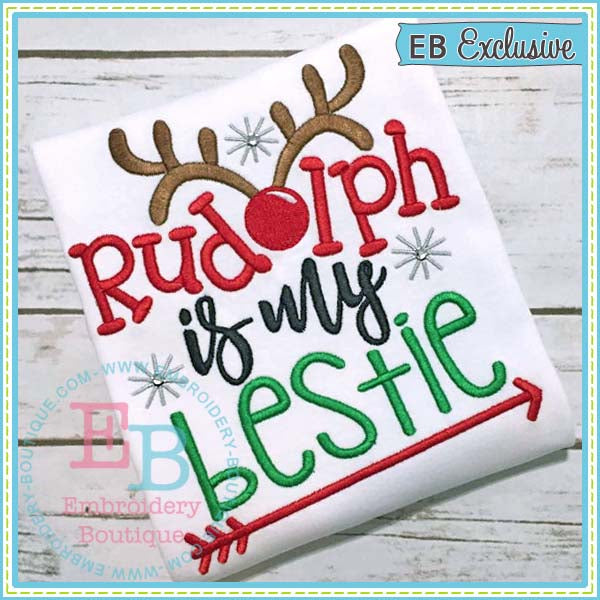 Rudolph Bestie Embroidery Design, Embroidery