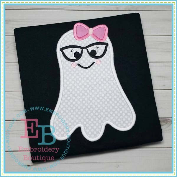 Ghost Girl with Glasses Applique, Applique
