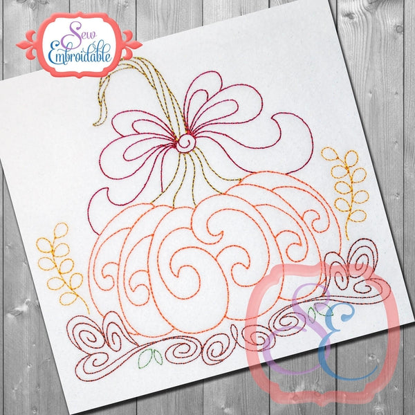 Harvest Pumpkin Bean Embroidery Design, Embroidery