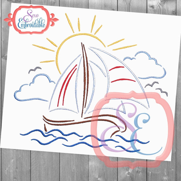 Come Sail Away Embroidery Design, Embroidery