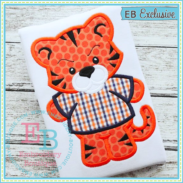 Boy Tiger Mascot Applique, Applique