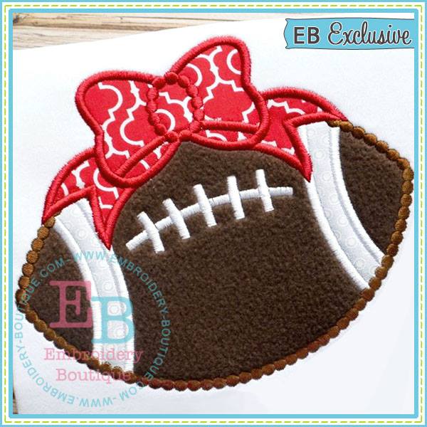 Dotted Football with Bow Applique, Applique