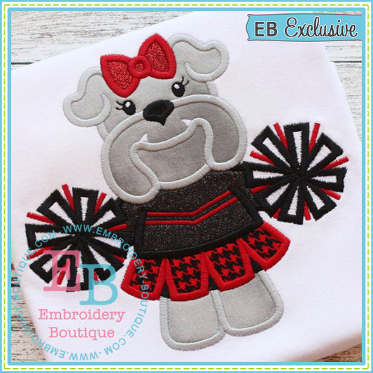 Girl Bulldog Mascot Applique, Applique