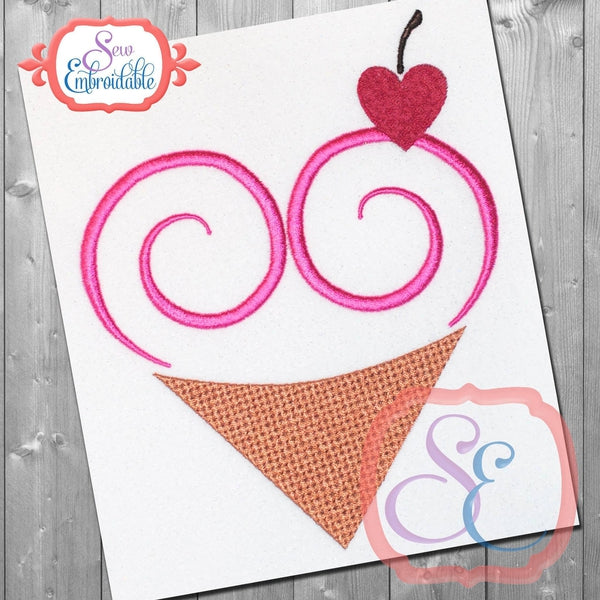 Heart Swirl Cone Embroidery Design, Embroidery