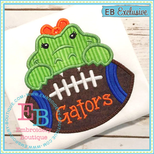 Football Gator Girl Applique, Applique