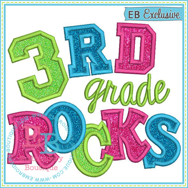 Third Grade Rocks 2 Applique, Applique