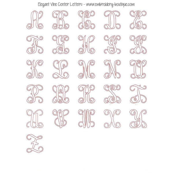 Floss Stitch Elegant Vine Applique Alphabet, Applique Alphabet