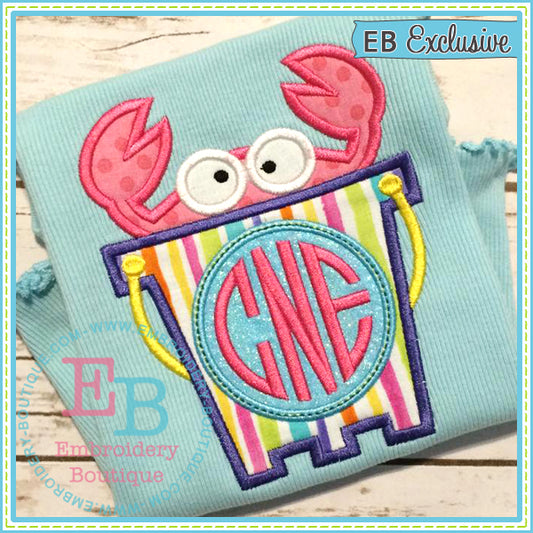 Crab Monogram Bucket Applique, Applique