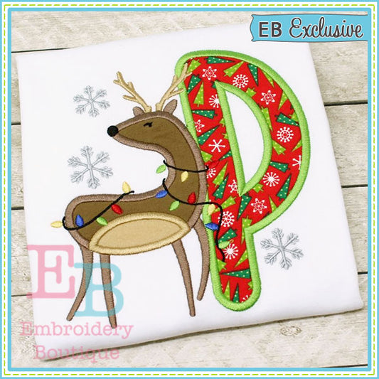 Christmas Deer Applique Alphabet, Applique Alphabet