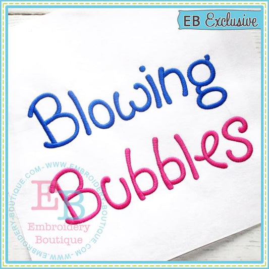 Blowing Bubbles Embroidery Font, Embroidery Font