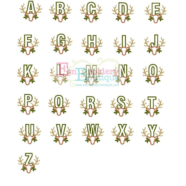 Deer Farmhouse Applique Alphabet, Applique Alphabet