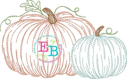 2 Pumpkins Embroidery Design, Embroidery
