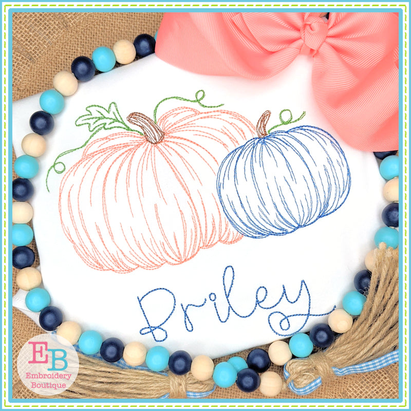 2 Pumpkins Embroidery Design, Embroidery