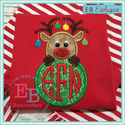 Reindeer Monogram Peeker Applique, Applique