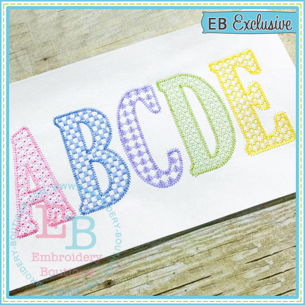 Sketch Capitals Set - Motif Fill Embroidery Font - 5 Full Alphabets, Embroidery Font