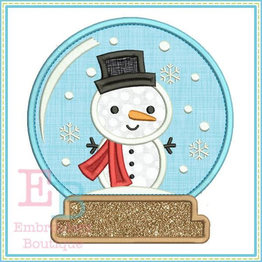 Snowman Snow Globe Applique, Applique