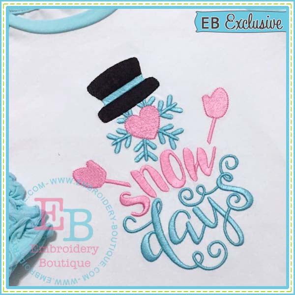 Snow Days Embroidery Design, Embroidery