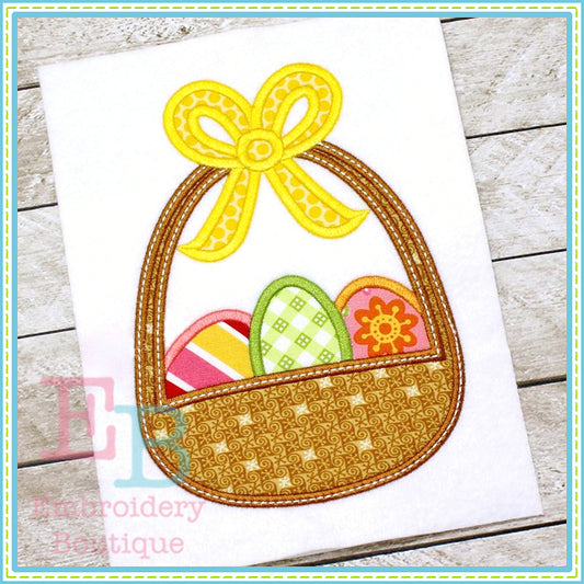 Easter Basket 3 Eggs Applique, Applique