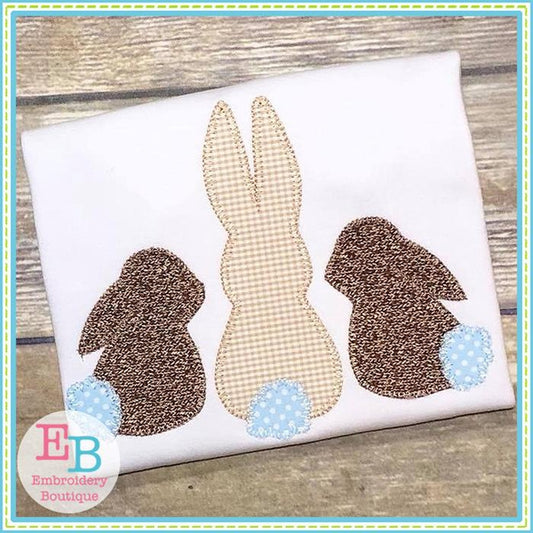 3 Bunnies Applique, Applique