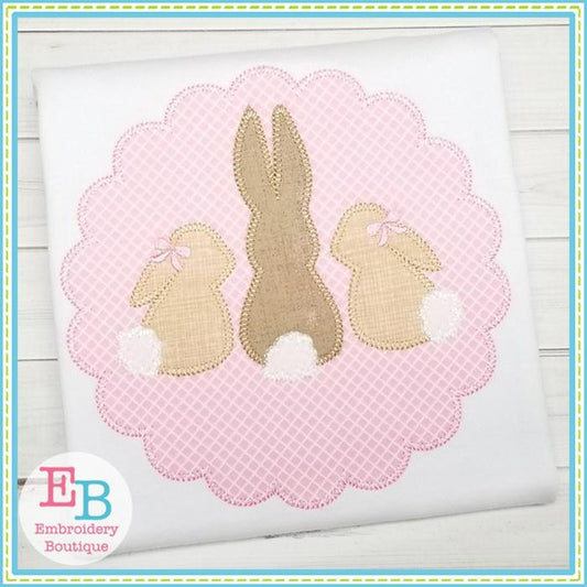 3 Bunnies Scallop Applique, Applique