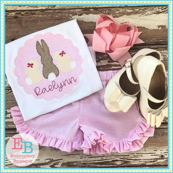 3 Bunnies Scallop Applique, Applique