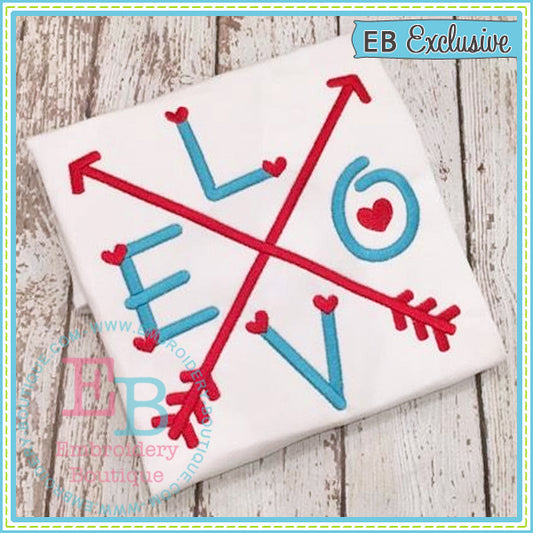 Love Arrows Embroidery Design, Embroidery