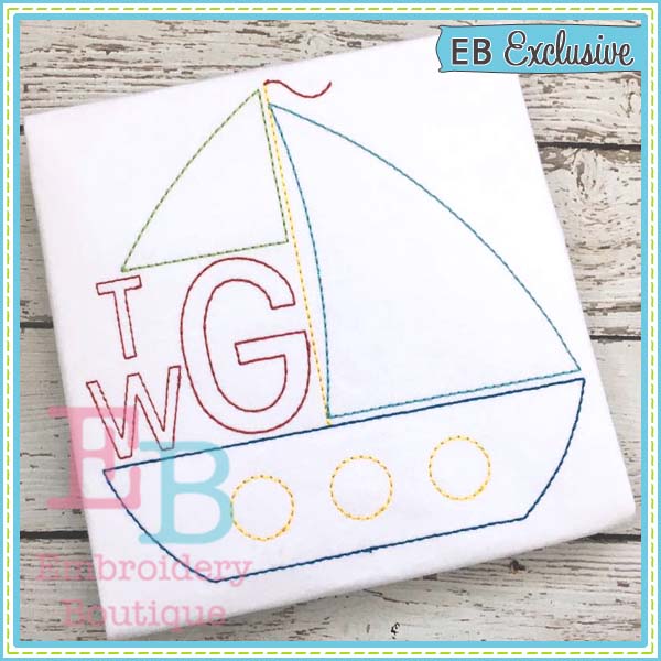 Vintage Sail Boat Design, Embroidery