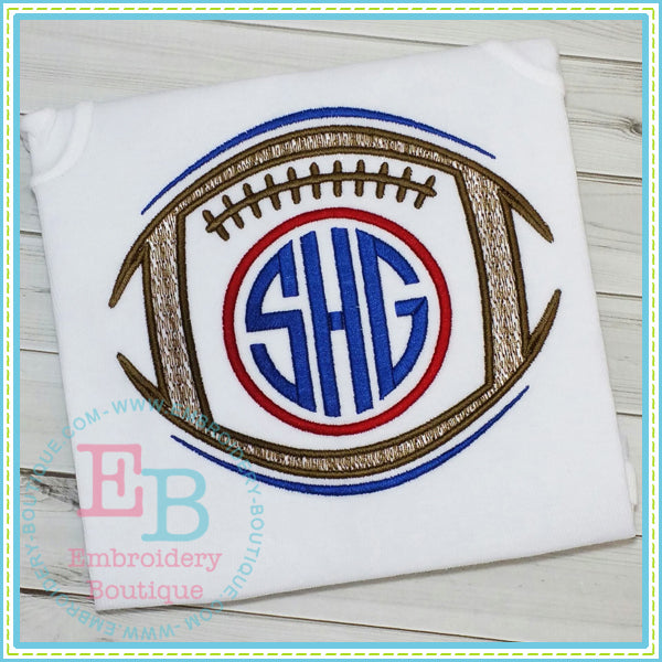 Sketch Monogram Football Embroidery Design, Embroidery