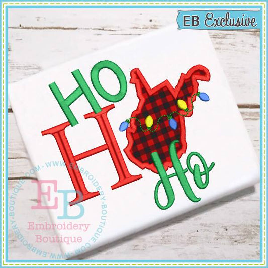 Ho Ho Ho West Virginia Applique, Applique