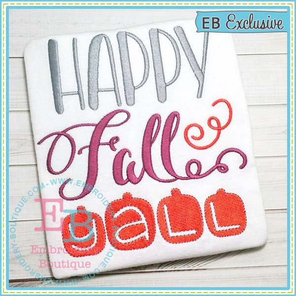 Happy Fall Embroidery Design, Embroidery