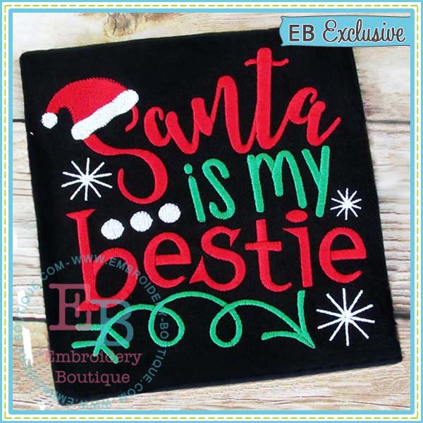 Santa Bestie Embroidery Design, Embroidery
