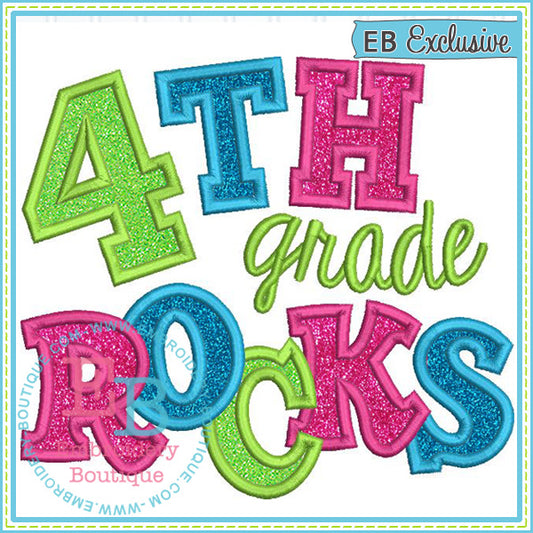 Fourth Grade Rocks 2 Applique, Applique