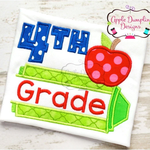 4th Grade Crayon Applique Design, applique