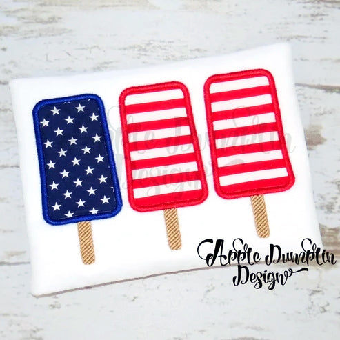 4th of July Popsicle Trio Applique Design, applique