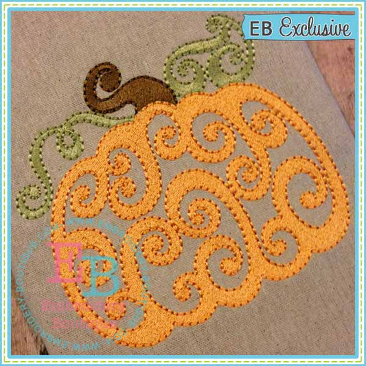 Swirled Pumpkin Embroidery Design, Embroidery