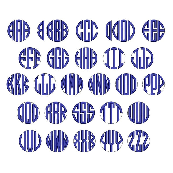 Circle Monogram Embroidery Font, Embroidery Font