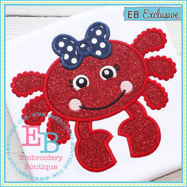 Girly Crab Applique | Embroidery Boutique