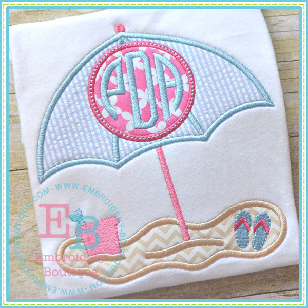 Monogram Beach Umbrella Applique, Applique