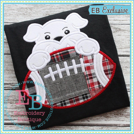 Football Bulldog Boy Applique, Applique