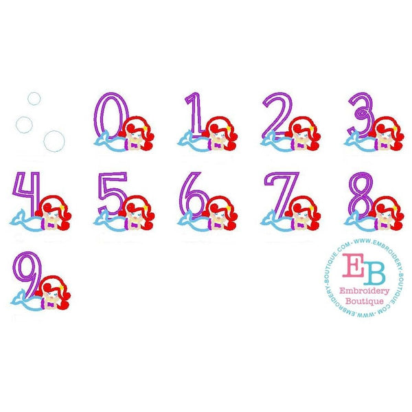 Mermaid Applique Number Set, Applique Number Set