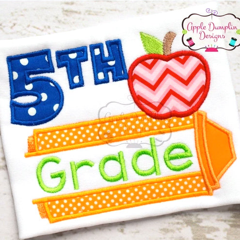 5th Grade Crayon Applique Design, applique