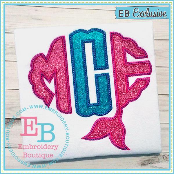 Mermaid Scallop Oval Applique Alphabet, Applique Alphabet