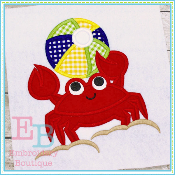 Beach Ball Crab Applique, Applique