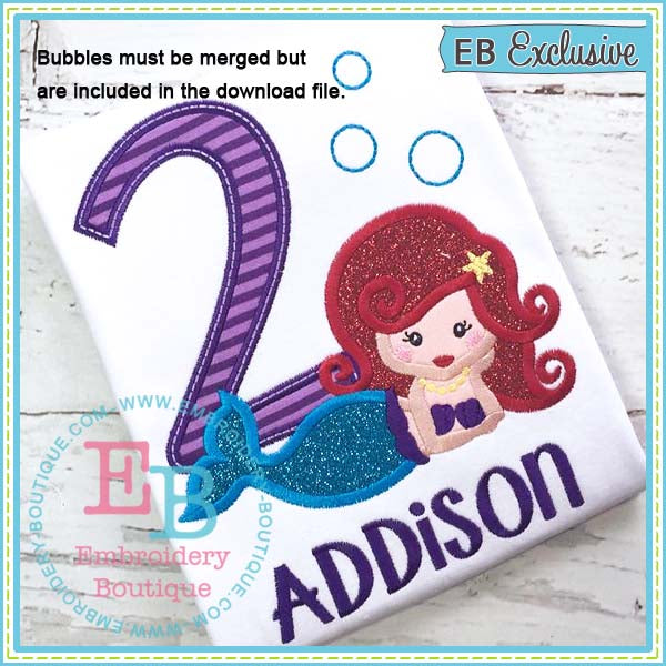 Mermaid Applique Number Set, Applique Number Set