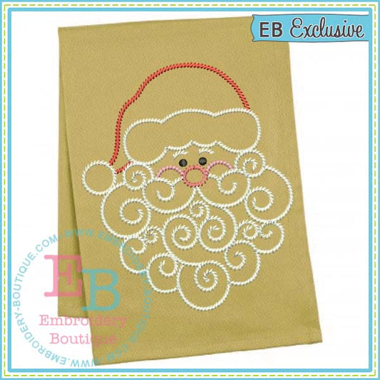 Sketch Swirly Beard Santa Embroidery Design, Embroidery